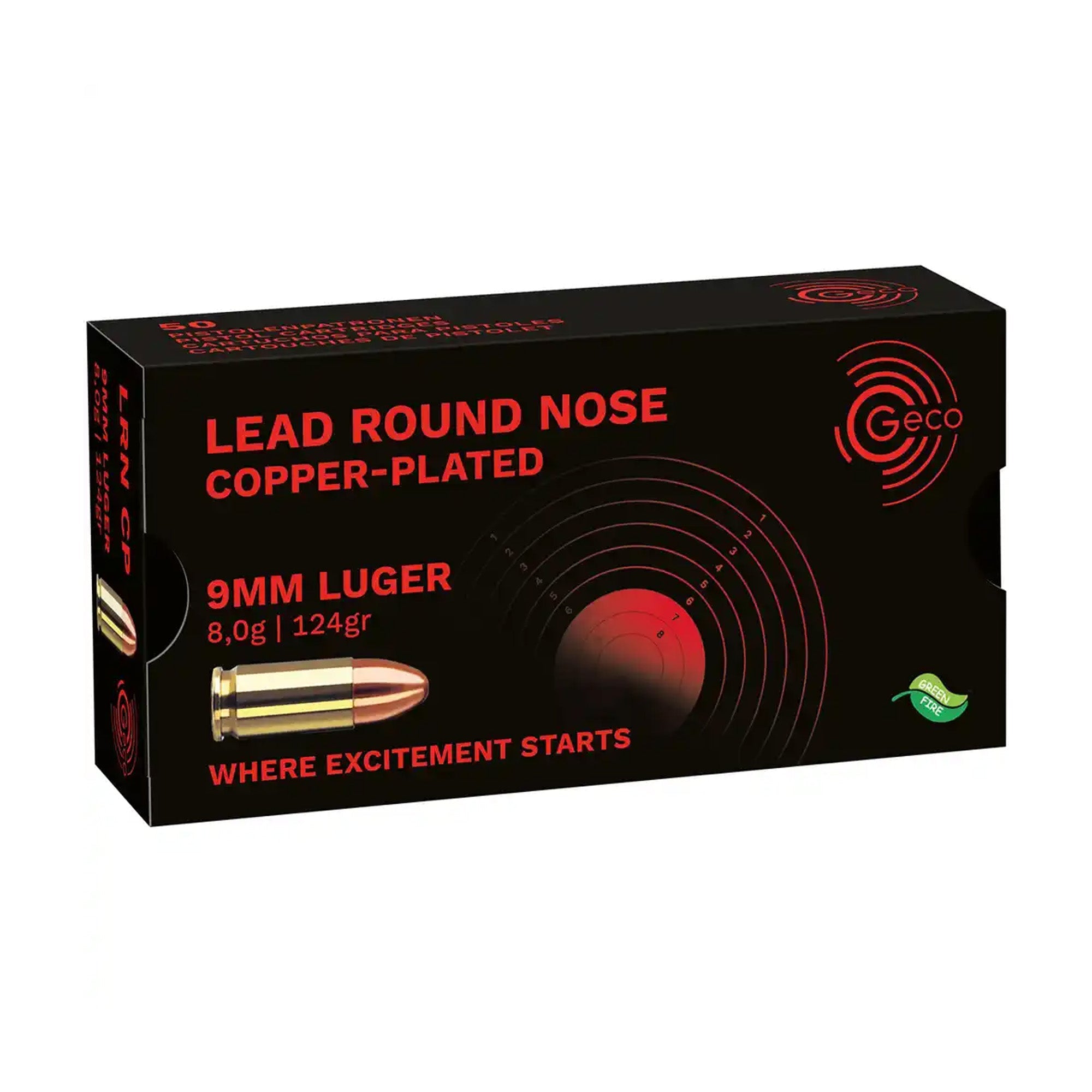 9 mm Luger Blei Rk verkupfert 8,0g/124grs. Pistolenmunition